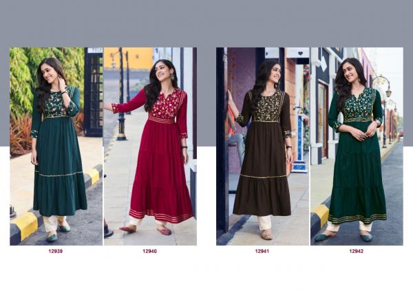 Kalaroop Zoya Beautiful Rayon Festive Wear Long Kurti 